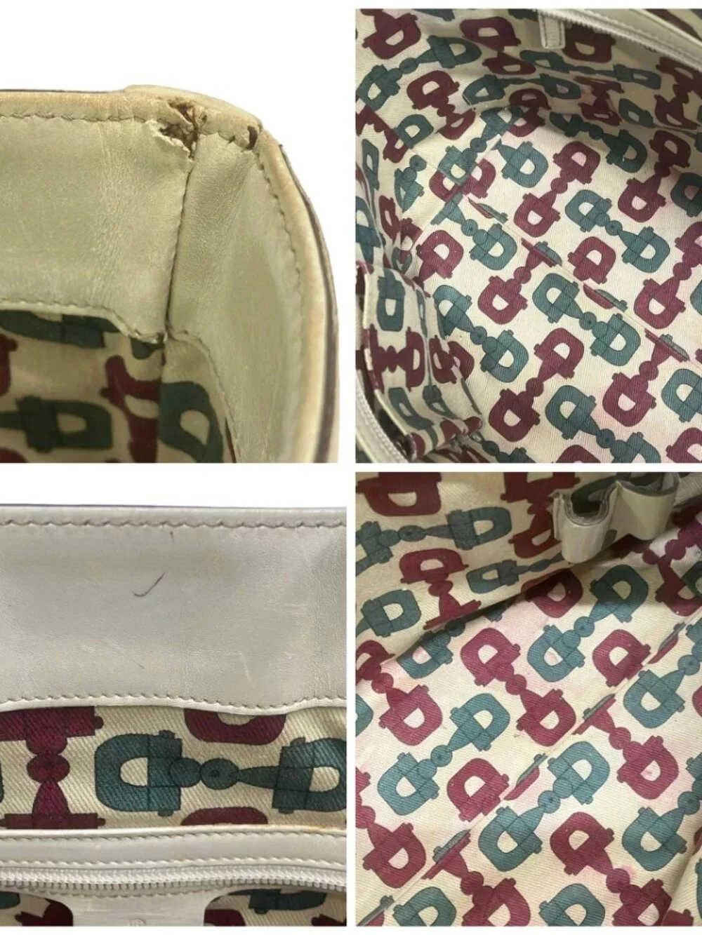 GUCCI Guccissima 145993 Cream Light gray Leather Handbag